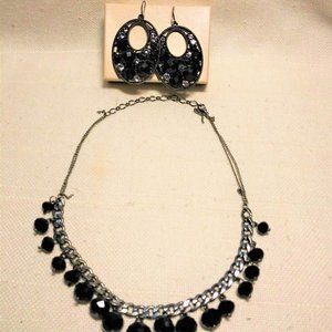 #27 2pc Black Beaded Costume Jewelry